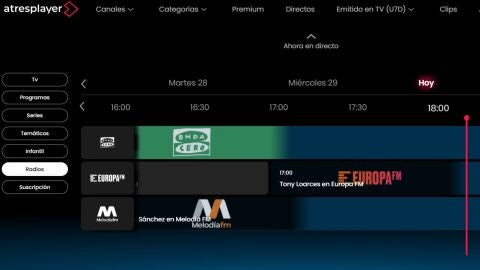 Onda Cero, Europa FM y Melodía FM en atresplayer